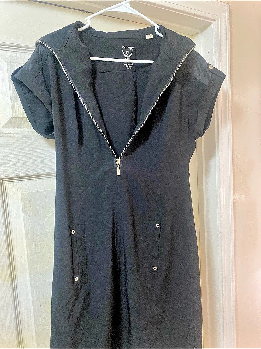 Zenergy Black Hooded Mini Dress Size XS Like New